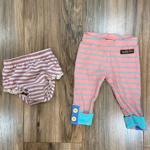 $50 Value Matilda Jane 3-6M Bundle. Pink/Blue Pants & Mauve Stripe Diaper Cover